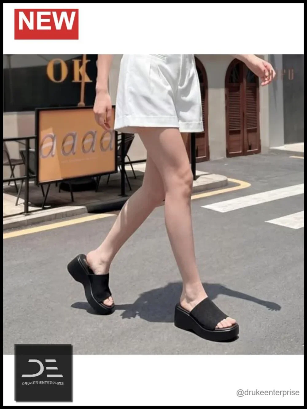 Comfortable Square Open Toe Chunky Platform Wedge Slide Sandals